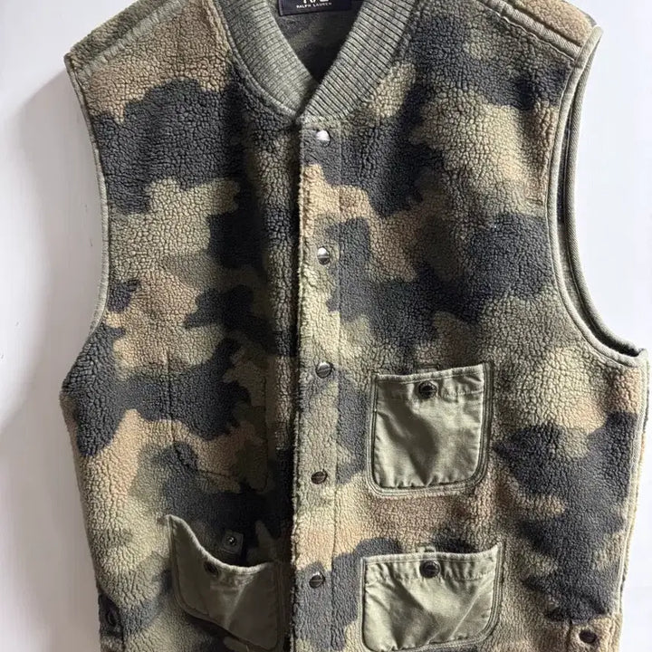 [BUNJANG] RRL Fleece Wool Camo Vest - Large / Rrl fleece wool camo vest 라지사이즈