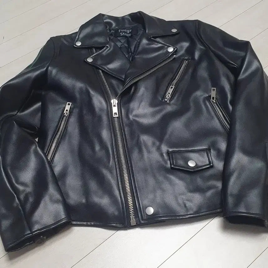 [BUNJANG] Fudge Store Black Leather Rider Jacket / Fudge Store의 블랙 가죽 라이더 자켓M