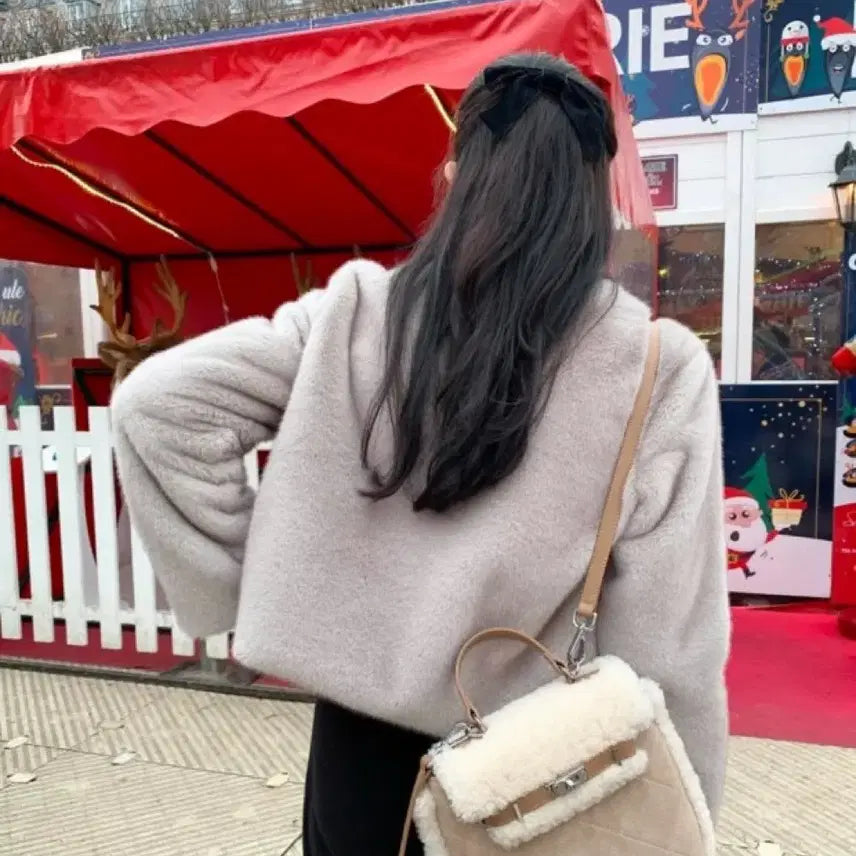 [BUNJANG] Lapillier Eve Faux Fur Jacket - Gray / (새상품) 라플리에 이브 퍼자켓 그레이