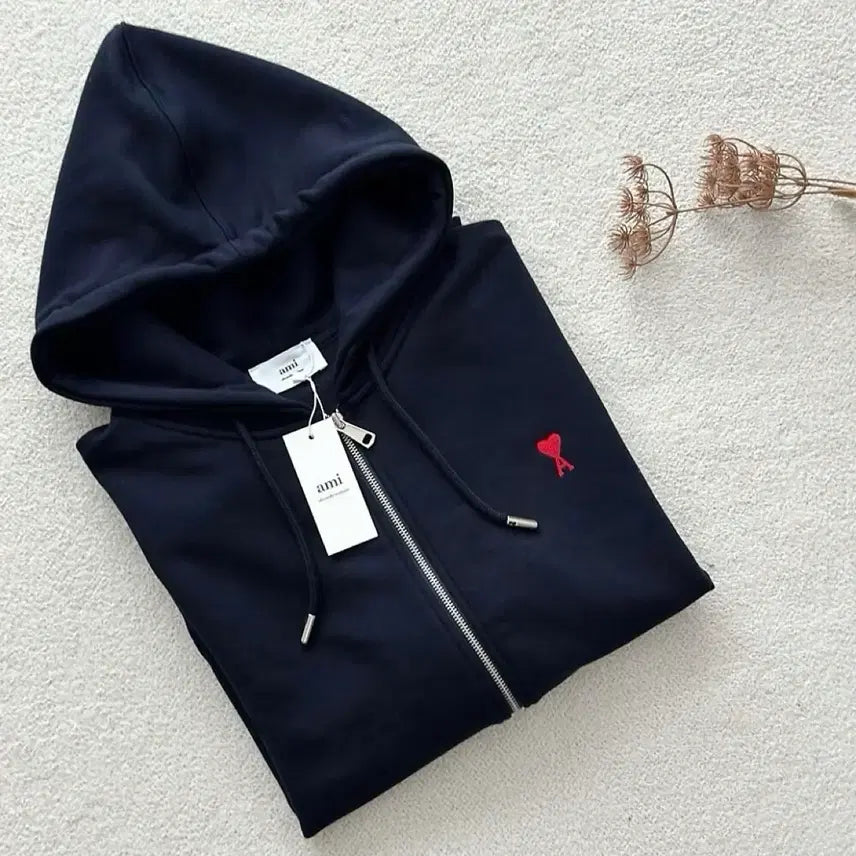 [BUNJANG] AMI Paris Navy Oversized Zip-Up Hoodie XL / AMI 아미 후드집업