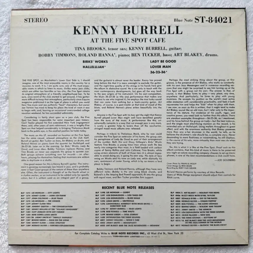 [BUNJANG] Kenny Burrell On View at the Five Spot Cafe Blue Note BST 84021 Japanese Press LP / 케니 버렐 lp