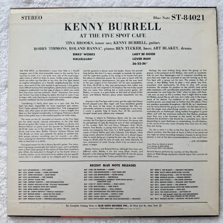 [BUNJANG] Kenny Burrell On View at the Five Spot Cafe Blue Note BST 84021 Japanese Press LP / 케니 버렐 lp