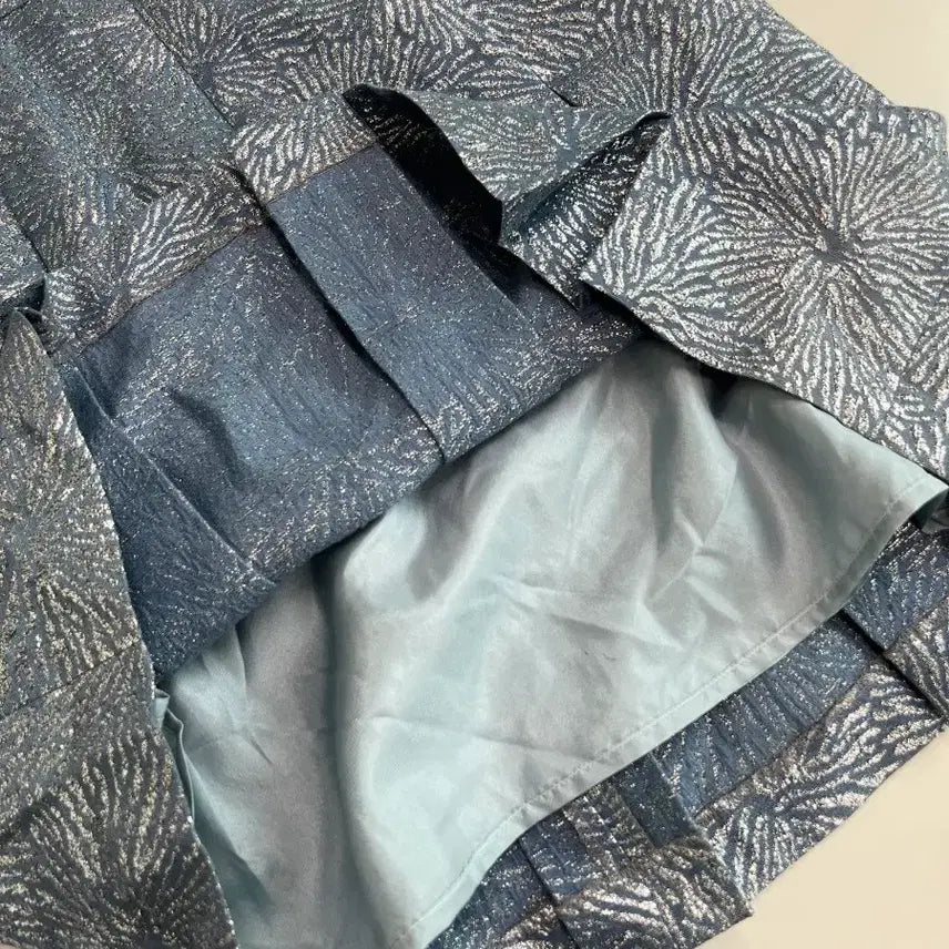 [BUNJANG] A.P.C. x Vanessa Bruno Blue/Silver Pattern Pleated Dress / [정품]아페쎄X바네사브루노 블루/실버 패턴 플리츠 원피스