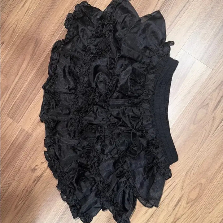 [BUNJANG] Rough Neck Tutu Pants Skirt - Black / 러프넥 튜튜 팬츠 스커트 블랙