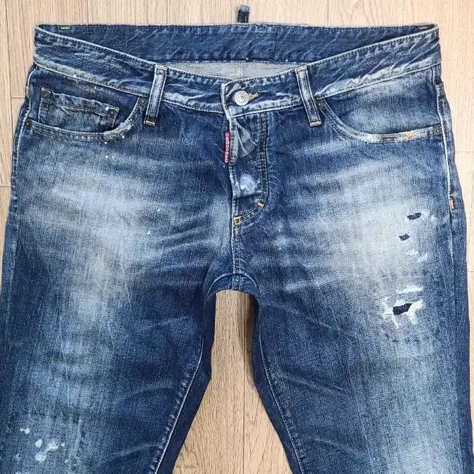 [BUNJANG] DSQUARED2 Genuine Leather Patch Slim Fit Jeans / 정품 디스퀘어드 가죽패치 슬림진 청바지 50 52