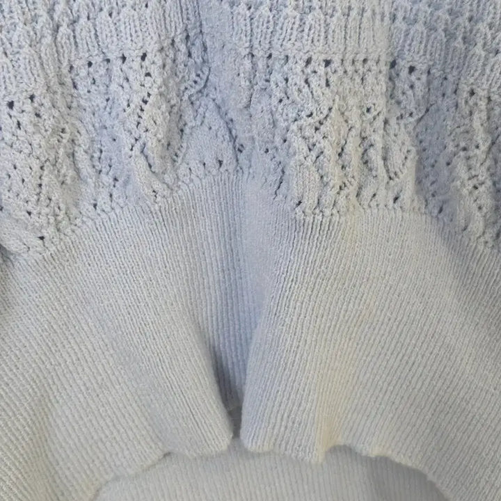 [BUNJANG] Zara Sky Blue Knit Puff Blouse / 자라 하늘색 니트 퍼프 블라우스