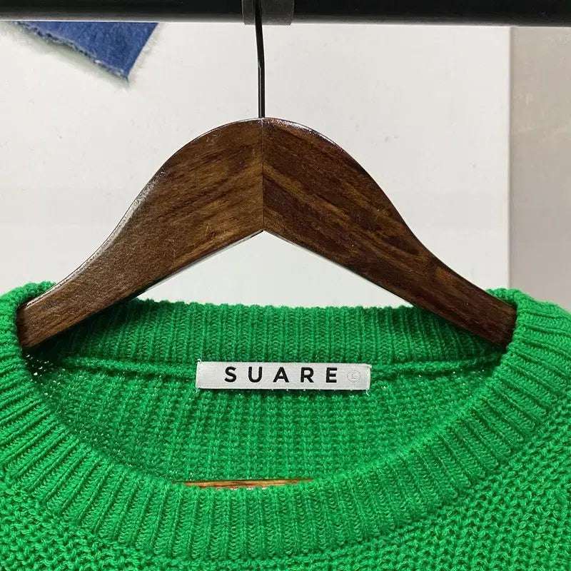 [BUNJANG] Soare Casual Basic Green Round Knit Sweater / (105) 수아레 캐주얼 베이직 그린 라운드 니트