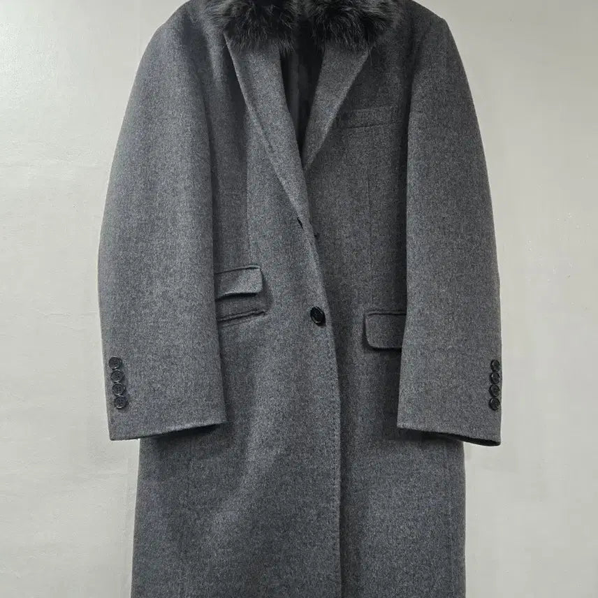 [BUNJANG] Jeong Uk Jun Fox Fur Wool Long Coat / 정옥준 디자이너) 폭스 울 롱코트