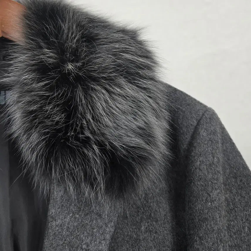 [BUNJANG] Jeong Uk Jun Fox Fur Wool Long Coat / 정옥준 디자이너) 폭스 울 롱코트