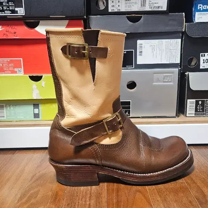 [BUNJANG] RooTone Two-Tone Engineer Boots 10E Chrome Axel Leather / 루트원 투톤 엔지니어 부츠10E 크롬악셀