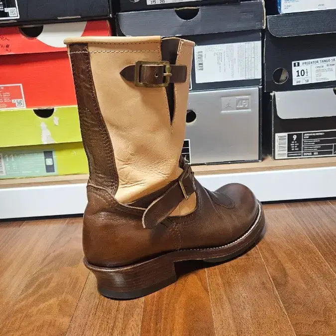[BUNJANG] RooTone Two-Tone Engineer Boots 10E Chrome Axel Leather / 루트원 투톤 엔지니어 부츠10E 크롬악셀