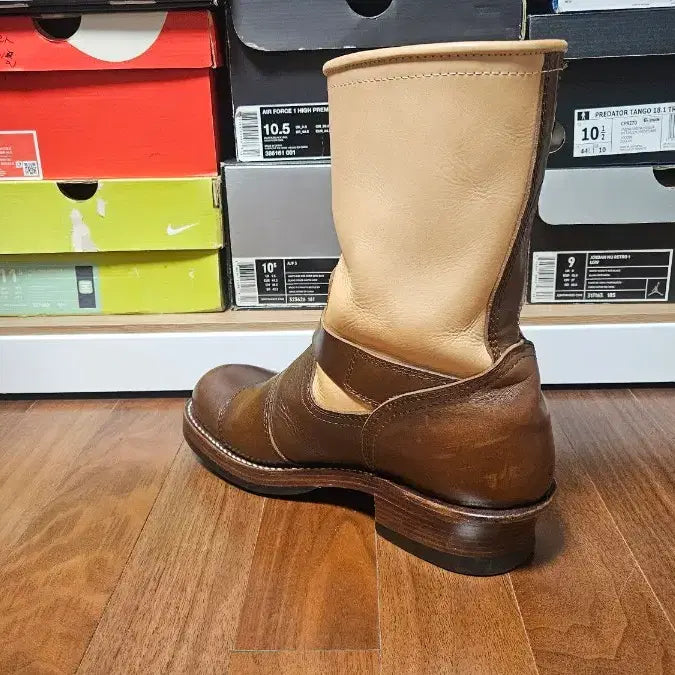 [BUNJANG] RooTone Two-Tone Engineer Boots 10E Chrome Axel Leather / 루트원 투톤 엔지니어 부츠10E 크롬악셀