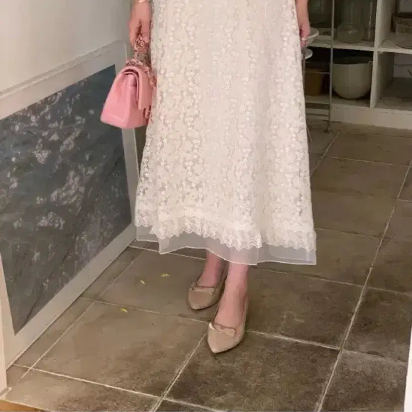 [BUNJANG] Bycinii Angel Lace Skirt Cream / 바이씨니 엔젤레이스스커트 새상품