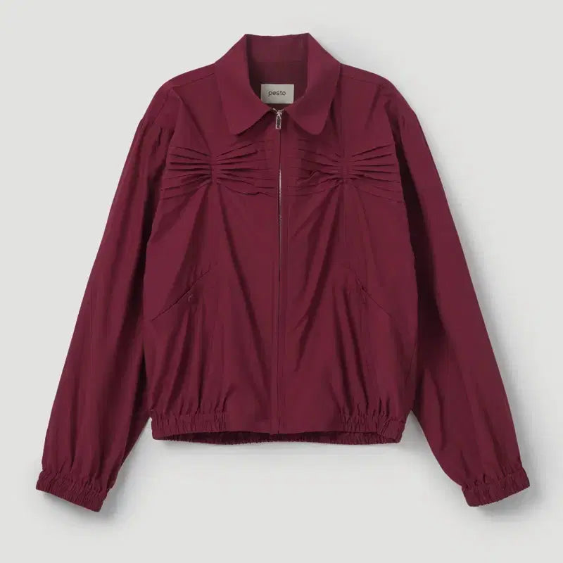 [BUNJANG] Pesto Pinstuck Bomber Jacket - Wine / 페스토(pesto) 핀턱 봄버 자켓 와인