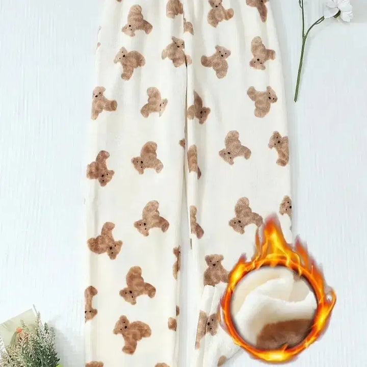 [BUNJANG] Bear Pattern Fleece Pajama Pants / 뽀글이 곰돌이 수면 잠옷 바지