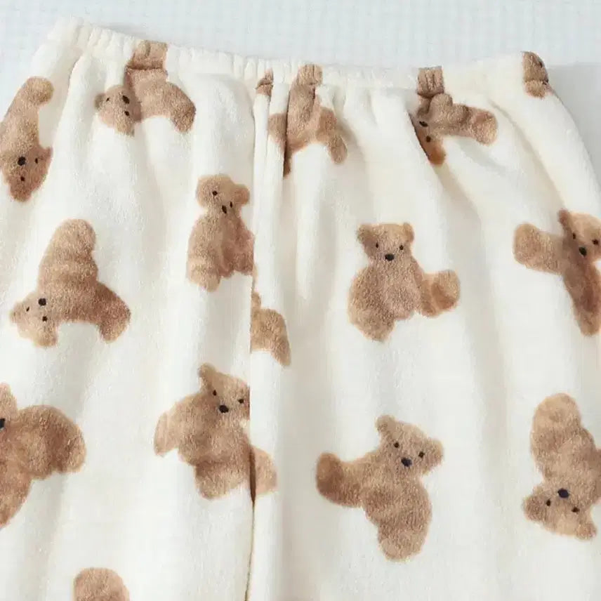 [BUNJANG] Bear Pattern Fleece Pajama Pants / 뽀글이 곰돌이 수면 잠옷 바지