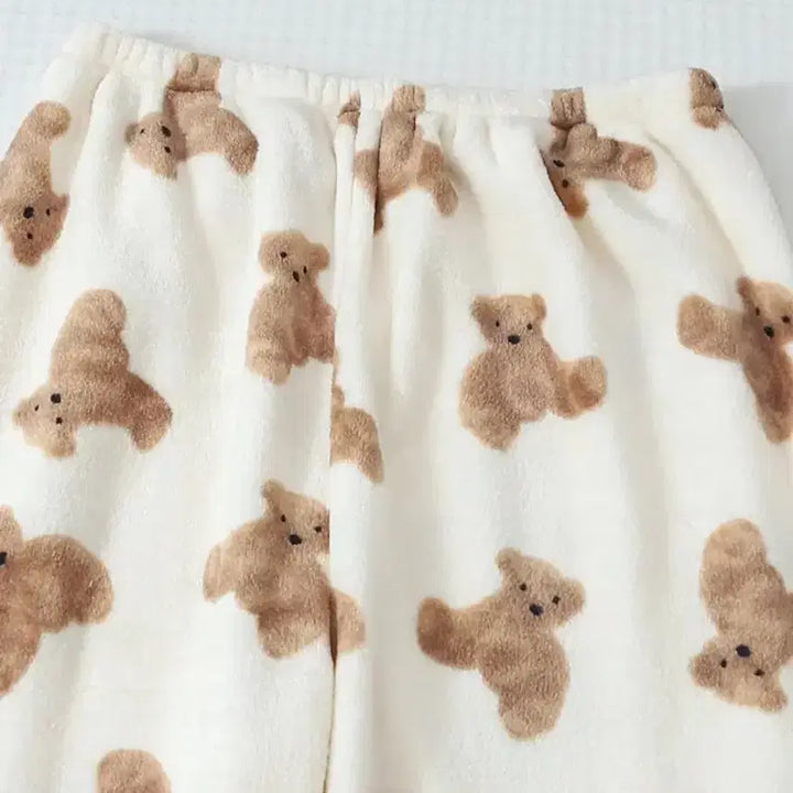[BUNJANG] Bear Pattern Fleece Pajama Pants / 뽀글이 곰돌이 수면 잠옷 바지