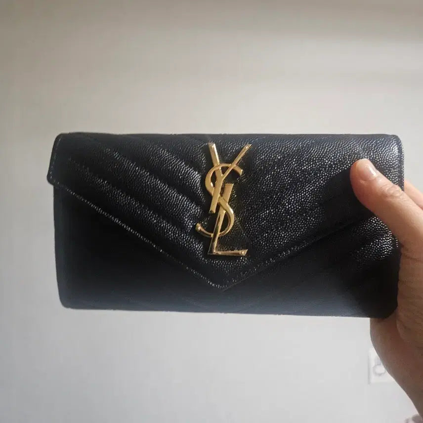 [BUNJANG] Yves Saint Laurent Long Wallet Snap Button / 입생로랑 장지갑(똑딱이)