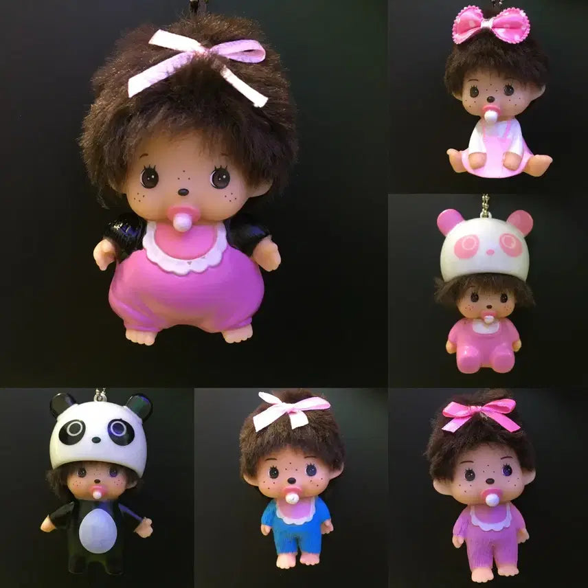 [BUNJANG] 7 Types Monchhichi Doll Keychain / 7종 몬치치 인형 키링 열쇠고리