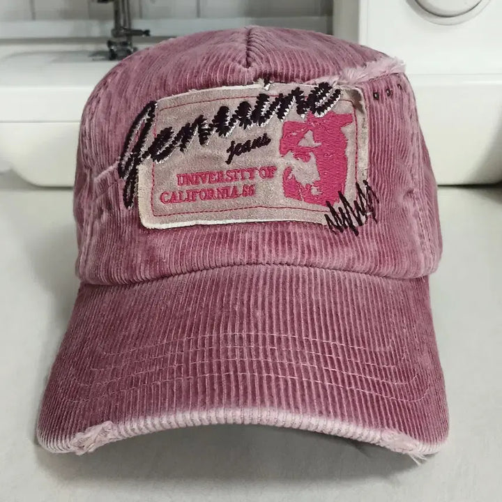 [BUNJANG] Pink Vintage Ribbed Cap / 핑크 빈티지 골지 캡 모자