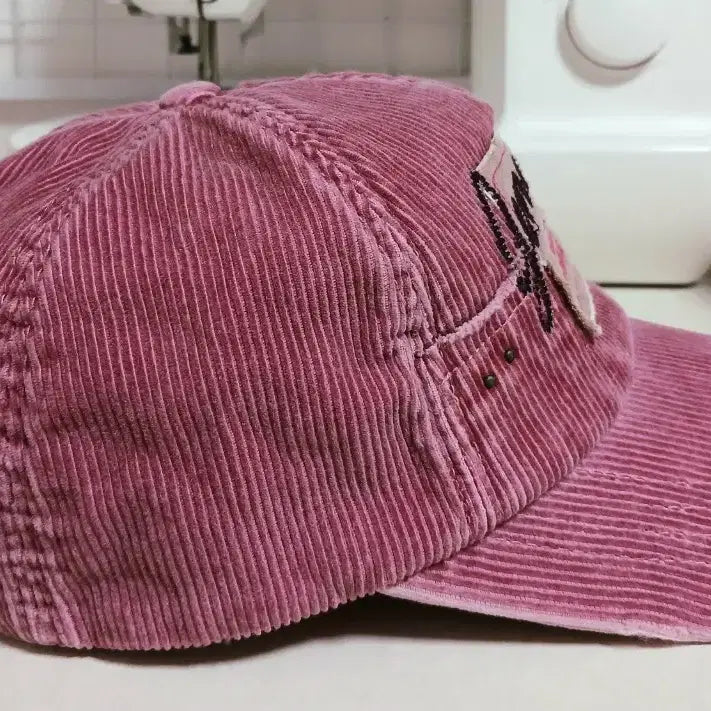 [BUNJANG] Pink Vintage Ribbed Cap / 핑크 빈티지 골지 캡 모자