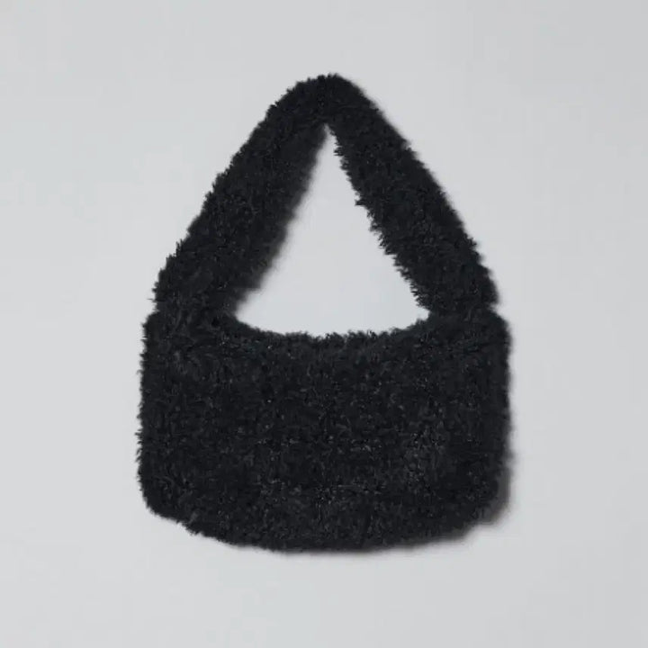 [BUNJANG] Diagonal Curly Fur Bag Black / 다이애그널 컬리 퍼 백 블랙