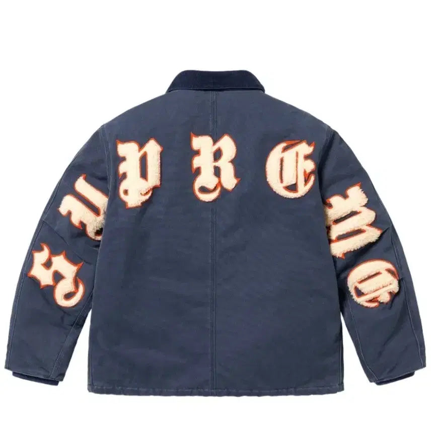 [BUNJANG] Supreme Old English Canvas Work Jacket Navy L / 슈프림 올드 잉글리쉬 캔버스 워크 자켓 네이비 L사이즈