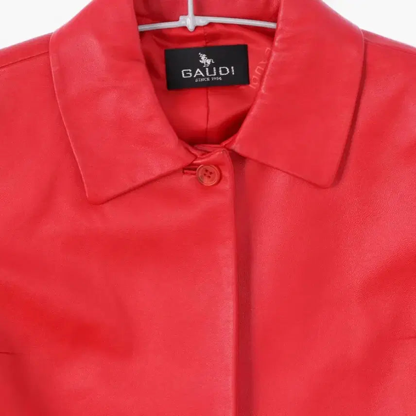 [BUNJANG] Vintage Real Leather Lambskin Red Single Jacket / 빈티지 리얼 레더 양가죽 레드 싱글 자켓