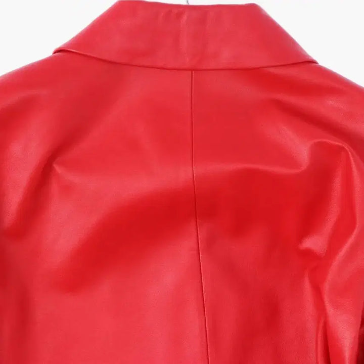 [BUNJANG] Vintage Real Leather Lambskin Red Single Jacket / 빈티지 리얼 레더 양가죽 레드 싱글 자켓