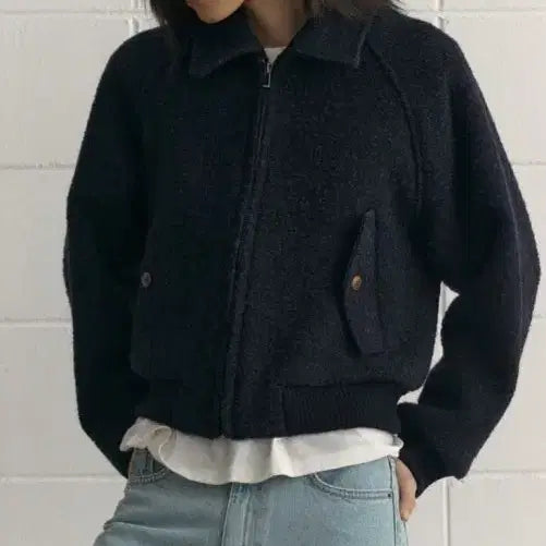 [BUNJANG] Sienne Harris Bomber Jacket Size 2 Navy / 시엔느 해리스 봄버 자켓 2사이즈