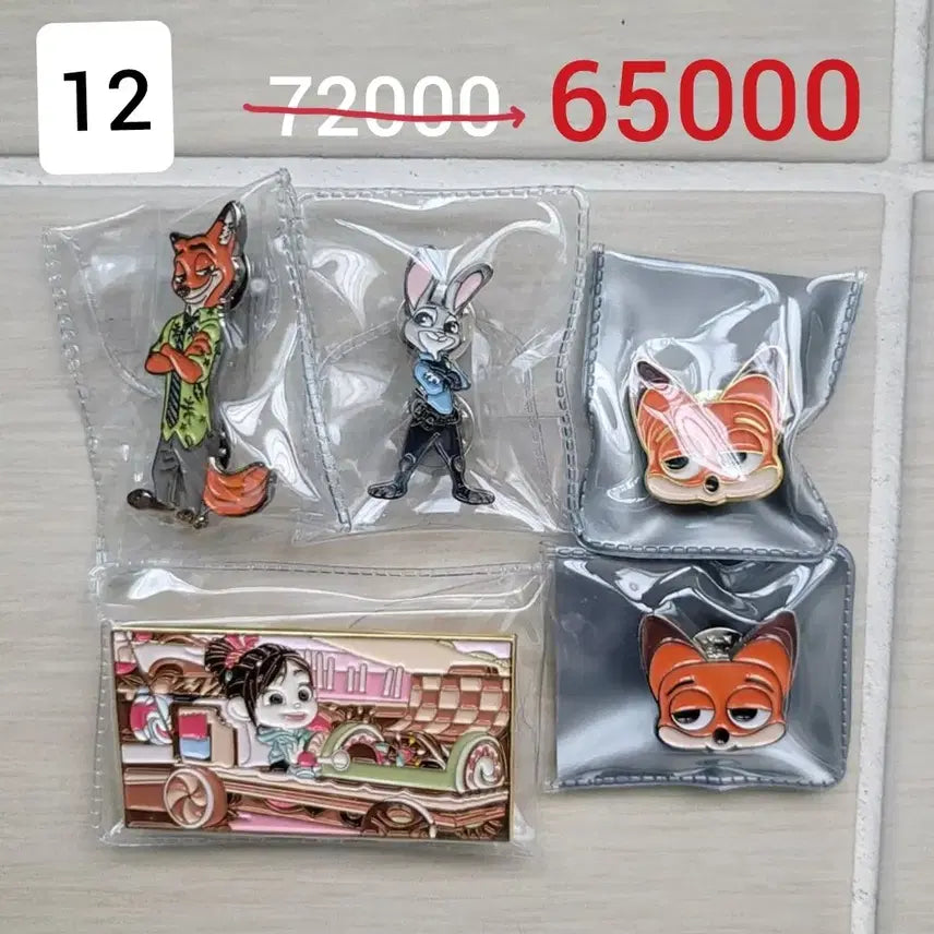 [BUNJANG] Zootopia Judy Hopps &amp; Wreck-It Ralph Vanellope Badge Bundle Set / (일괄) 뱃지양도 주토피아 닉 주디 , 주먹왕랄프 바넬로피