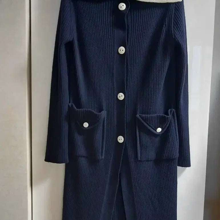 [BUNJANG] Lucky Chouette Navy Long Cardigan / 럭키슈에뜨 네이비 롱 가디건