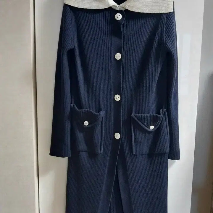 [BUNJANG] Lucky Chouette Navy Long Cardigan / 럭키슈에뜨 네이비 롱 가디건