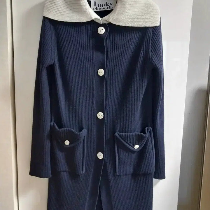 [BUNJANG] Lucky Chouette Navy Long Cardigan / 럭키슈에뜨 네이비 롱 가디건