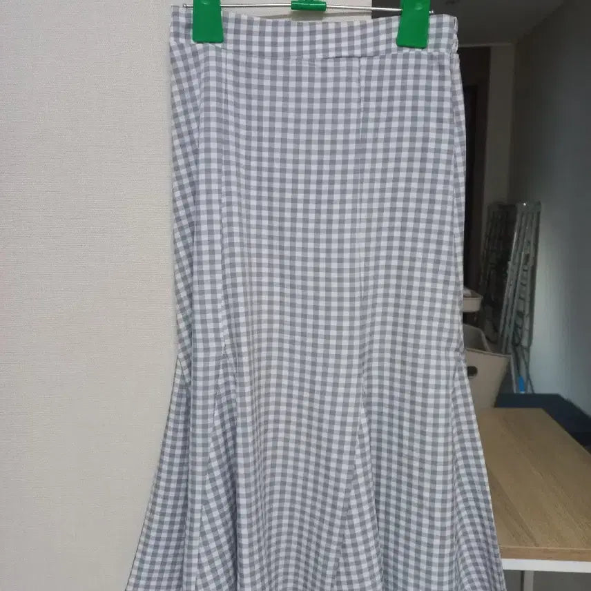 [BUNJANG] Gray Check Mermaid Line Long Skirt / 머매이드 스커트 교신가능
