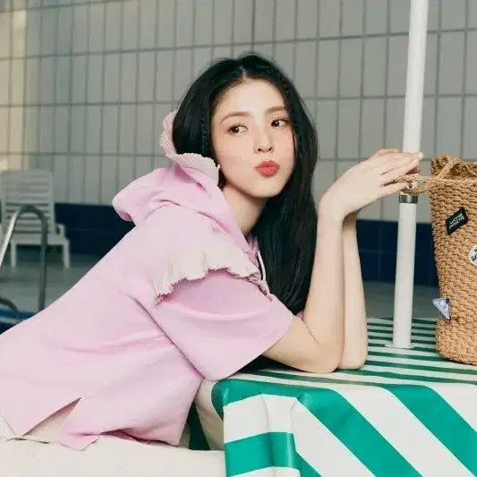 [BUNJANG] Lucky Chouette Pink Half Sleeve T-Shirt / 럭키슈에뜨 핑크 반팔 티셔츠