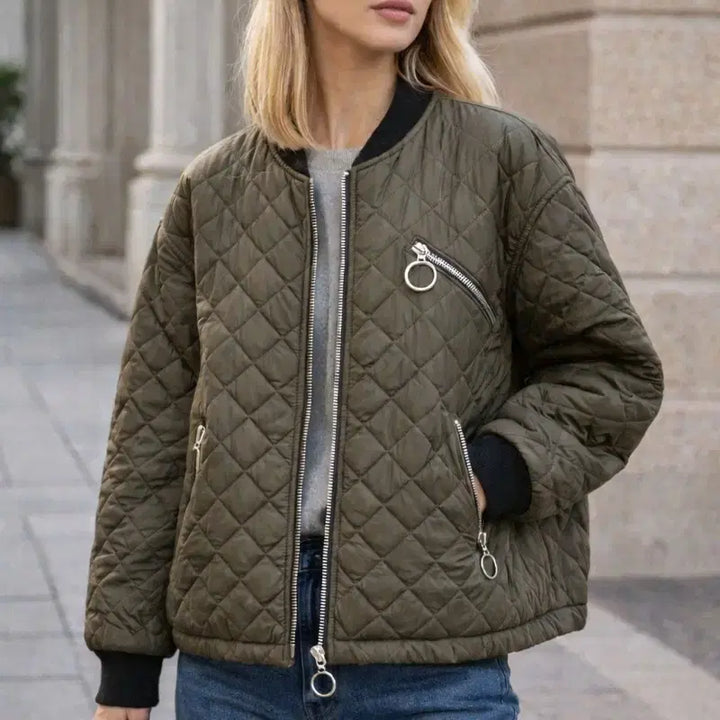 [BUNJANG] ZARA TRF Quilted Bomber Jacket (Khaki) - S/M / (단종레어)자라 TRF 카키 퀼팅 봄버 자켓 오버핏 간절기 아우터 S~M