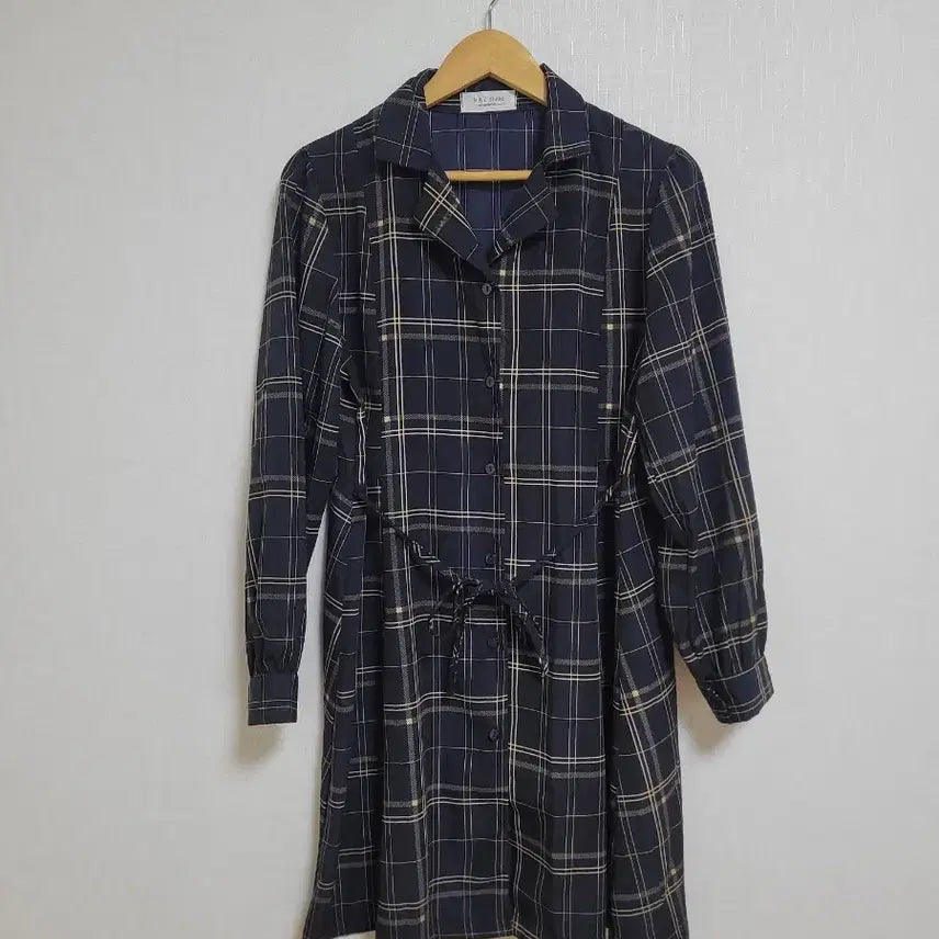 [BUNJANG] H&amp;Z Studio Navy Check Long Dress / 900.H&amp;Z studio 네이비 체크 롱 원피스