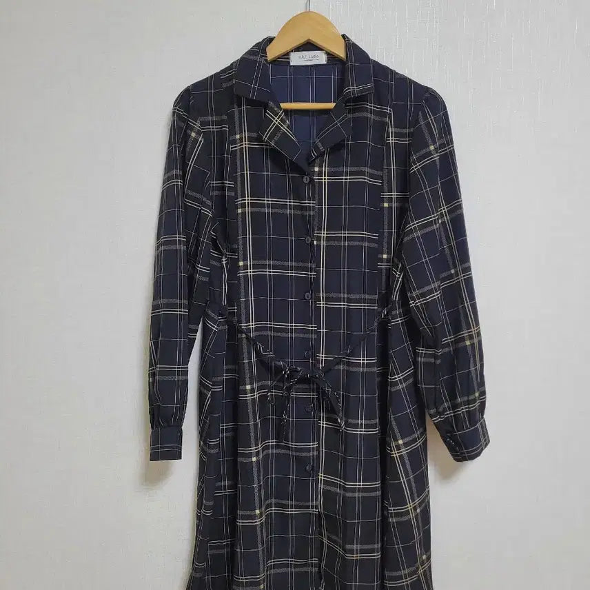 [BUNJANG] H&amp;Z Studio Navy Check Long Dress / 900.H&amp;Z studio 네이비 체크 롱 원피스