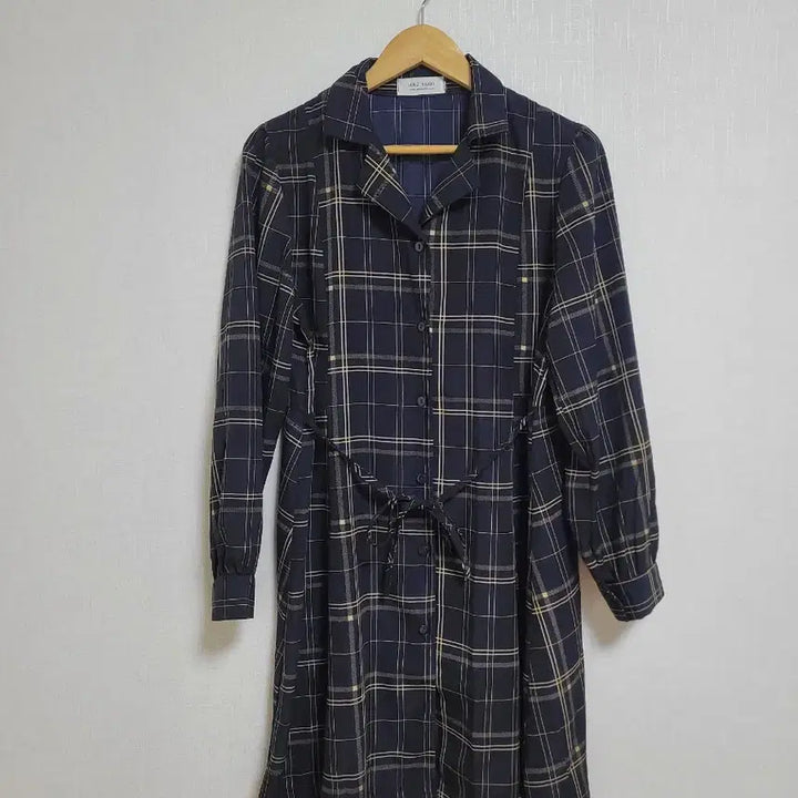 [BUNJANG] H&amp;Z Studio Navy Check Long Dress / 900.H&amp;Z studio 네이비 체크 롱 원피스