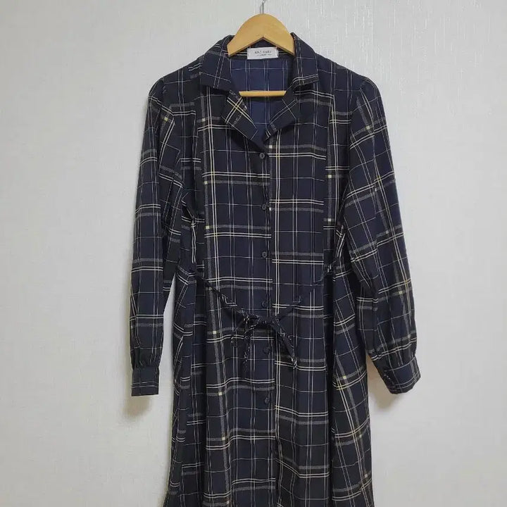 [BUNJANG] H&amp;Z Studio Navy Check Long Dress / 900.H&amp;Z studio 네이비 체크 롱 원피스