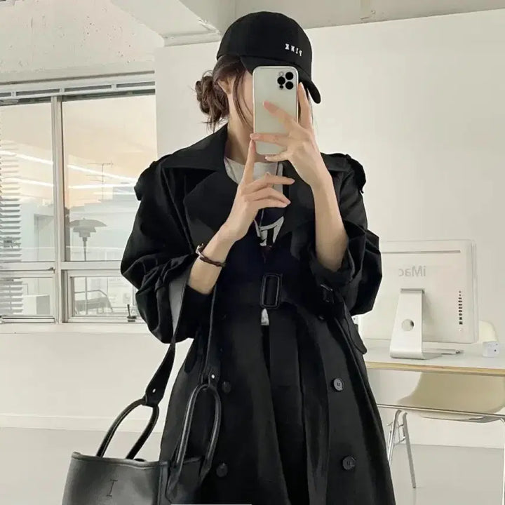 [BUNJANG] Black Trench Coat / 블랙 트렌치코트