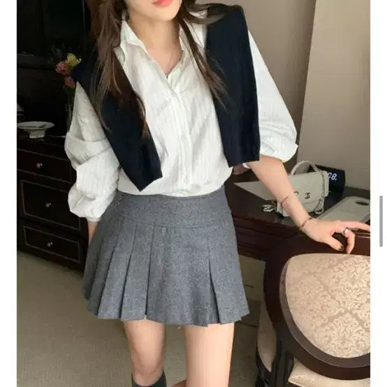 [BUNJANG] Wool Pleated Mini Skirt / 울고퀄 플리츠 스커트 정가 6.8 /s
