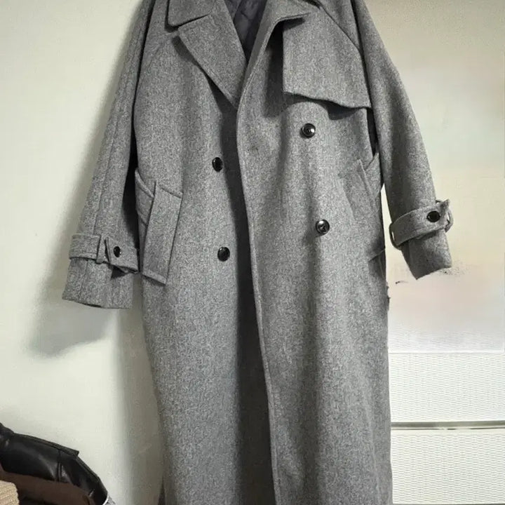 [BUNJANG] Belt Set Padded Grey Coat / 벨트끈 세트 누빔 그레이코트(1번입음!)
