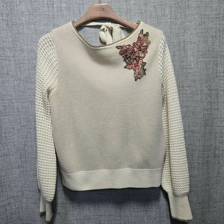 [BUNJANG] Egoist Flower Embroidered Wool Knit (Free Size) / 에고이스트 플라워 자수 울  니트  free