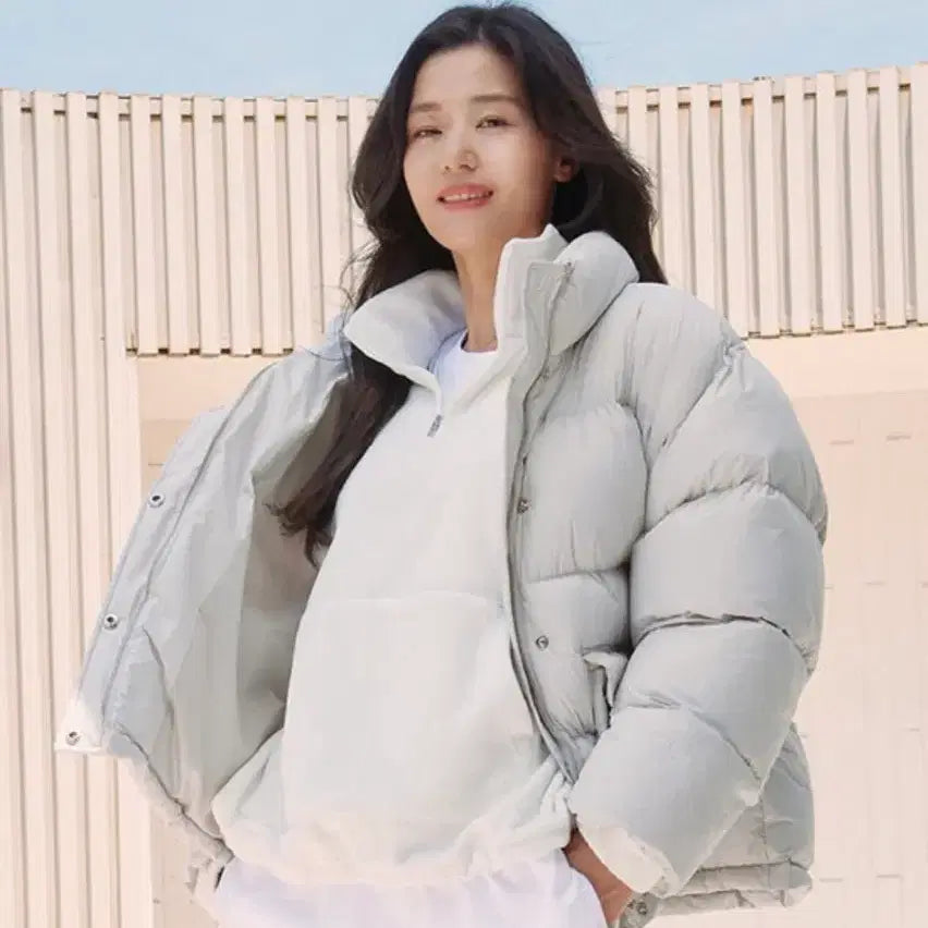 [BUNJANG] Giordano Jun Ji-hyun Light Grey Padded Jacket (Size M) / 지오다노 전지현 패딩 라이트그레이 M사이즈