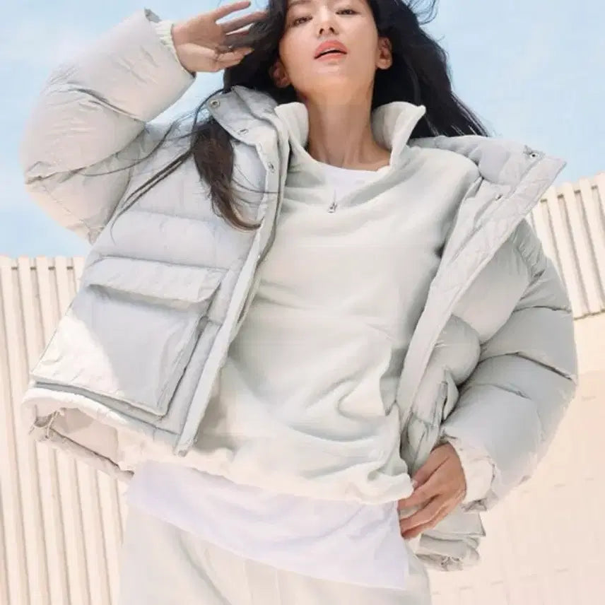 [BUNJANG] Giordano Jun Ji-hyun Light Grey Padded Jacket (Size M) / 지오다노 전지현 패딩 라이트그레이 M사이즈