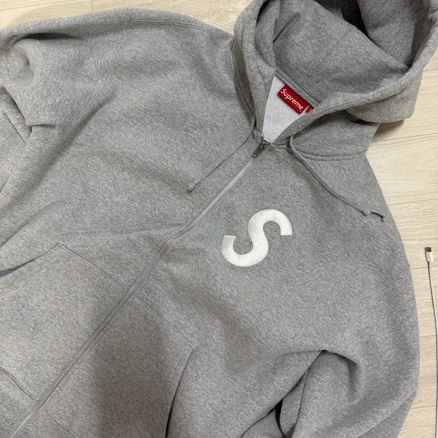 [BUNJANG] Supreme S Logo Hooded Zip-Up Grey / 슈프림s로고 후드집업 그레이