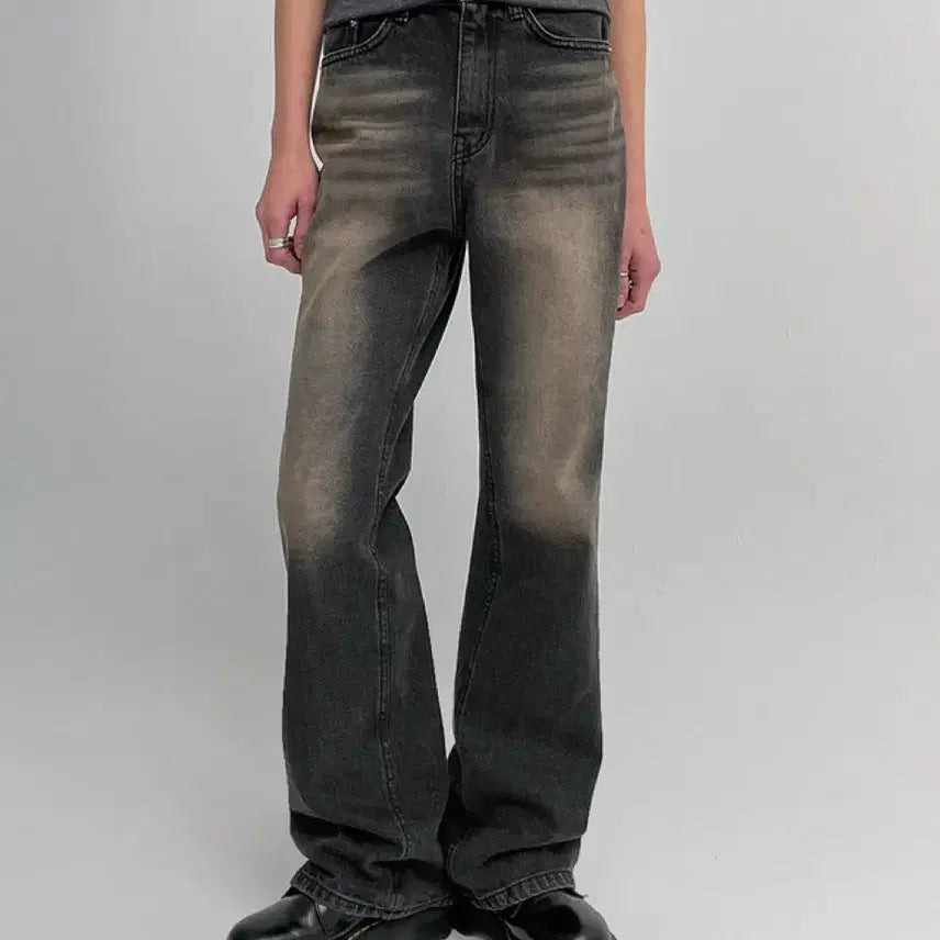 [BUNJANG] Black Up Bouvel Washing Bootcut Denim Pants / 블랙업 부벨 워싱 부츠컷 데님 팬츠