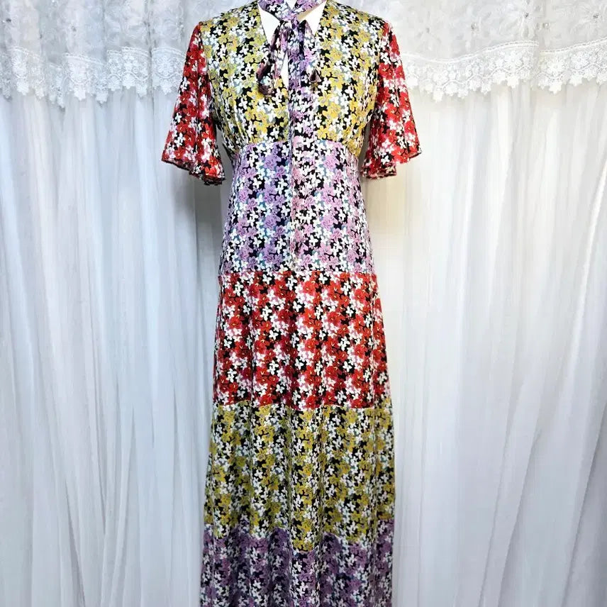 [BUNJANG] Flower Pattern Long Dress / 플라워 패턴 롱 원피스